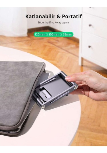 Ugreen Alüminyum Masaüstü Telefon Tablet Tutucu Stand Gri