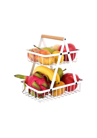 Wezone Siyah Çift Katlı Katlanabilir Demir Sepet, Mutfak Deriği, Meyve Sepeti, Ev İçin Konfor Ve Kolay Kullanım - Kc-sgl861 Siyah