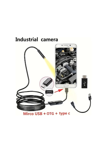 Boatshop1 5m Sert Kablo 5mm Kanalizasyon Endoskop Endoskopi Tip C Mini Kamera 3ü 1 Arada Otomotiv İnceleme Kamera Boroskop Android 10m Kablo