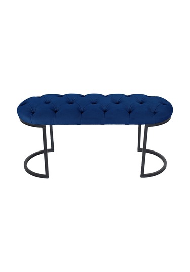 Elısse Mavi Model- Oval Metal Ayak 100 Cm Bench&koltuk&puf-yatak Odası Önü&ucu Puff&oturak