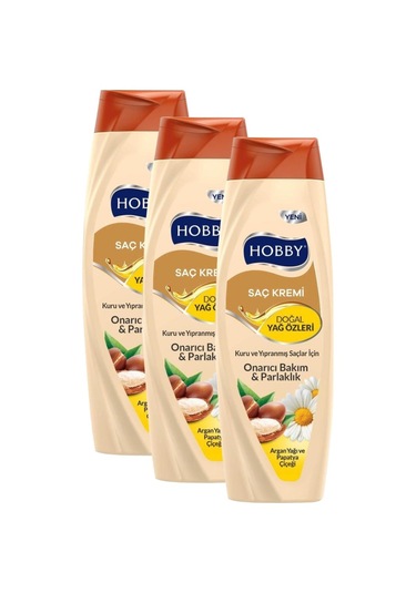 Hobby Argan Yağı ve Papatya Çiçeği Saç Bakım Kremi 3 x 600 ML