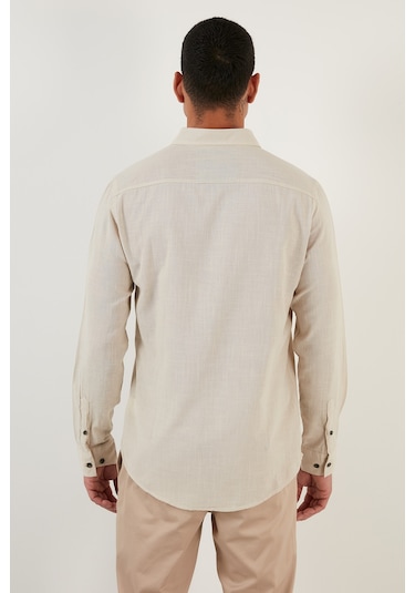 Buratti Pamuklu Regular Fit Düğmeli Yaka Erkek Gömlek Cf20S111871 Taş