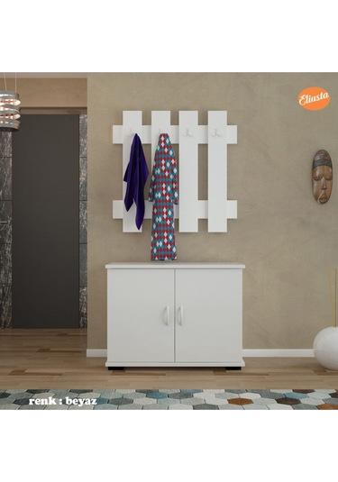 Portmanto Takım Ayakkabılık Vestiyer Askılıklı Ayakkabılık Dolabı Cordoba - Beyaz