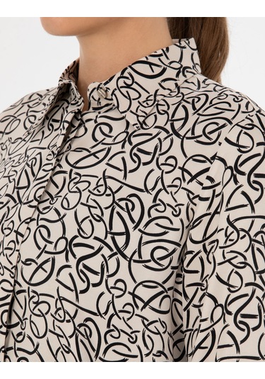 Pierre Cardin Kadın Kum Gömlek Desenli 50318227-vr085 Kum