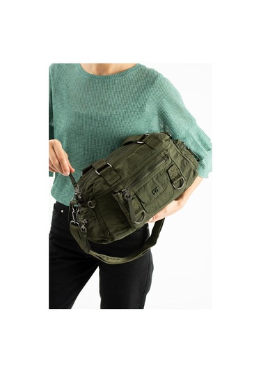 Kadın Omuz Çantası Çapraz Askılı Postacı Bayan Çantası 21 31 Cm Poliamid Hafif Kumaş Kol Çantası Yeşil