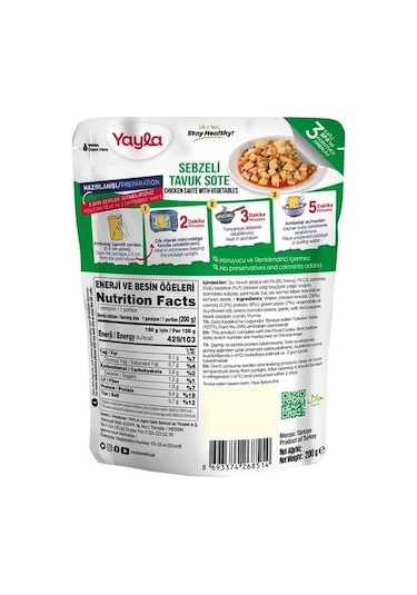 Yayla Sebzeli Tavuk Sote 200 G