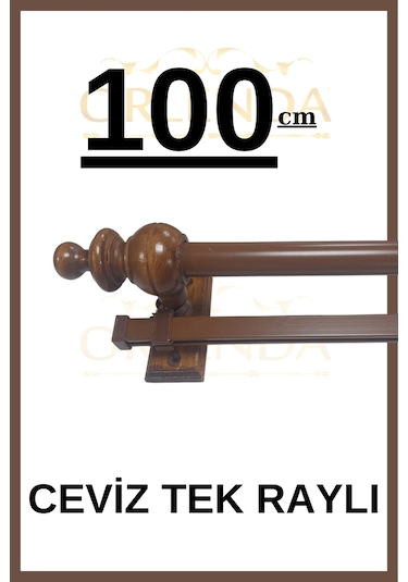 Rustik Perde Askısı Ceviz 100cm - Ahşap Rustik Ceviz