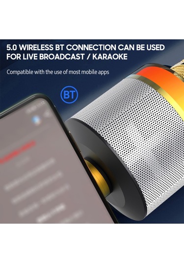 Mufunye Kablosuz Bt Karaoke Mikrofon Taşınabilir El Mikrofonu Hoparlör Makinesi 1800mah Şarj Edilebilir Hoparlör Ev Partisi Şarkı Söyleme İçin E