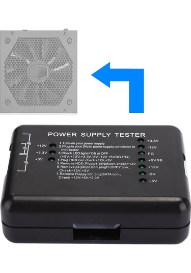 Yaleker Atx Güç Kaynağı Test Cihazı - Voltaj Kontrolü, Led Gösterge, Hızlı Arıza Tespiti, Bilgisayar Teknisyenleri İçin