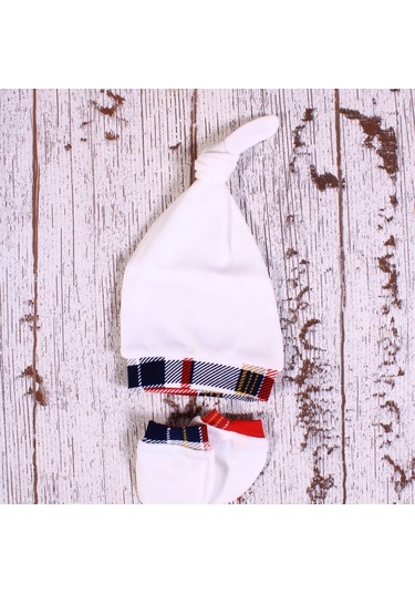 Yeni Doğan Ekose Penguen Fularlı 5'li Erkek Bebek Takımı Kırmızı Kırmızı