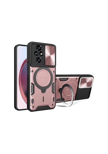 360 Dönen Metal Manyetik Araç Tutucu Zırh Telefon Kılıfı Onur 90 50 200 X9a Pink For Honor200pro Pembe