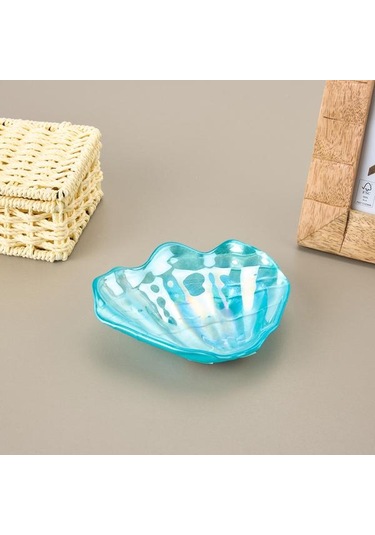 Evidea Deco Oyster Dekoratif Tabak - Mavi - 10 Cm