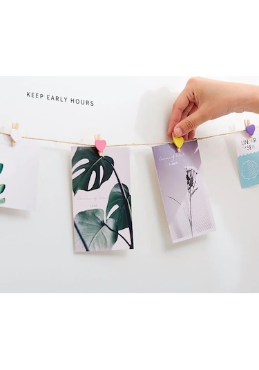 Sarı-50 Adet Mini Aşk Kalp Ahşap Mandal Pinza De Madera Mandal Bois Zanaat Klipler Dıy Elbise Po Kağıt Peg Mandal