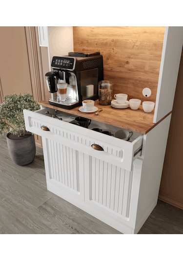 Guneystore Efes 2 Kapaklı Kahve Köşesi 93 Cm Mdf Ledli