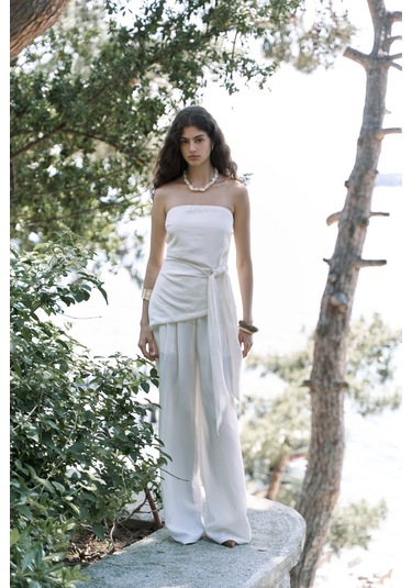 Mila Beyaz Bluz Pantolon Takım Beyaz