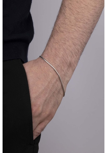 Gümüş Pazarım İtalyan Model Klasik Erkek Gümüş Zincir Kolye Bileklik Kombini Çok Renkli