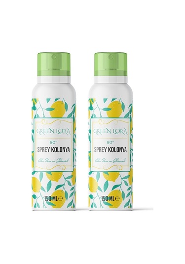 Green Lora 80 Derece Aloe Vera ve Gliserinli Kolonya Sprey 150 ML x 2