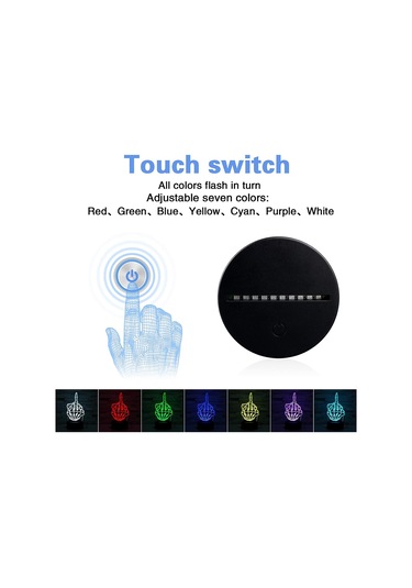 3d İllüzyon Gece Lambası Masa Lambası, 7 Renk Otomatik Kademeli Aydınlatma