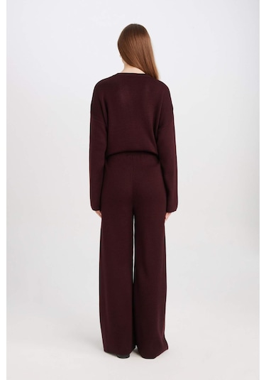 DeFacto Triko Pantolon Regular Fit Beli Lastikli Cepli Düz Basic Düz Paça D7511AX24WNBR171