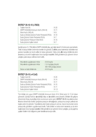 Entec 25 - 15 Yeşil Gübre 1 KG. Yavaş SalınıMLı Gübre. Akıllı Gü
