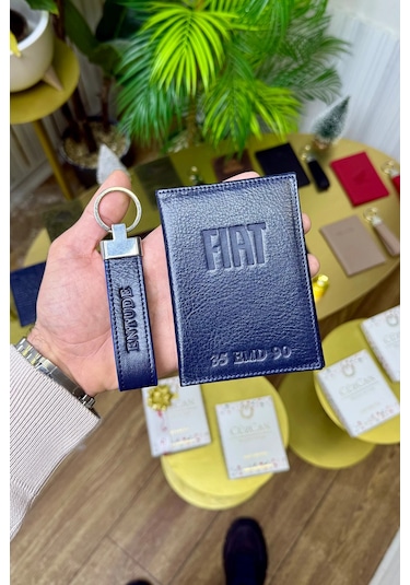 Premium Deri Ruhsat Kılıfı Ve Anahtarlık Seti Siyah