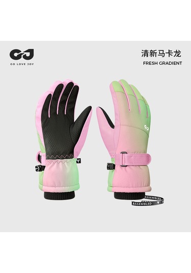 Çocuklar Kayak Eldivenleri Kız Erkek Su Geçirmez Rüzgar Dayanıklı Kalın Bebek Kar Eldivenleri Oynar Pembe Yeşil