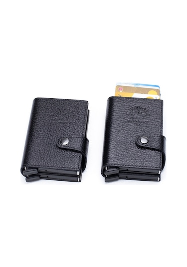 Westpolo Hakiki Deri Isme Özel Çift Mekanzmalı Erkek Cüzdan&Kartk-Siyah