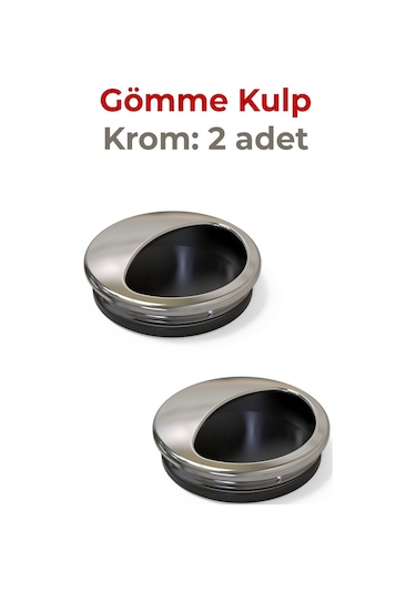 Adilon Gömme Kulp, 50 mm, Krom (2 Adet)