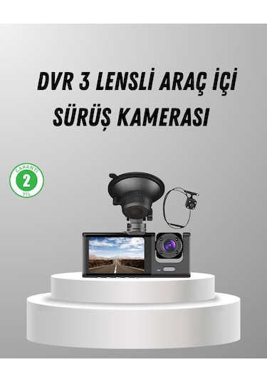 Üç Kameralı Araç Dvr Full Hd Gece Görüşlü Ve 2 İnç Ips Ekranlı