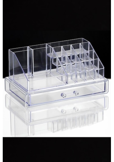 Flosoft Çekmeceli Makyaj Organizeri, Tek Katlı Kozmetik Makyaj Takı Çekmece Set Düzenleyici Şeffaf