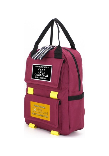 Case Club Kadın Sırt Çantası Yandan Cepli Su Geçirmmez Kumaş Bordo
