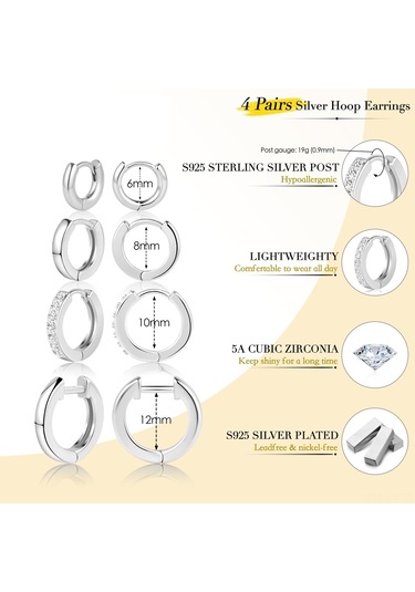 Kangvka 14k Altın Kaplama Zirkonyalı Kadın Küpe Seti - Çeşitli Stiller Daire Ve Tıkırtı Desenleri 4 Çift Paket Gold