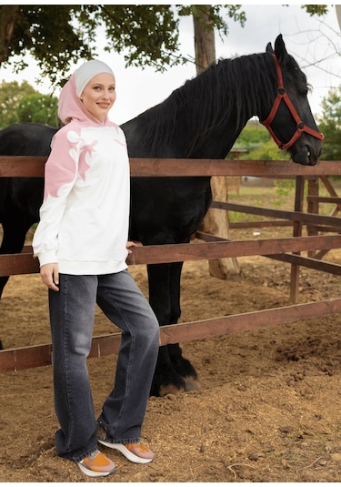 Mayovera Sweatshirt Kovboy Pembe Ekru
