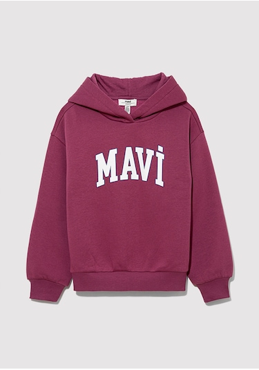 Mavi - Mavi Logo Baskılı Kapüşonlu Mor Sweatshirt 7610035-70651 Mor