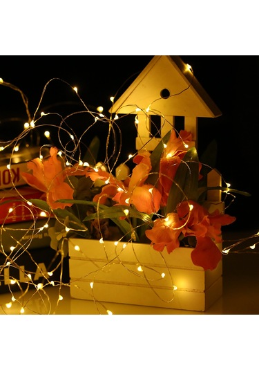 Konesam 200 Led'li 20 Metre Güneş Enerjili Bakır Tel Işık Zinciri - 12w 8 Işık Modu Islak Beyaz Çimen Işığı