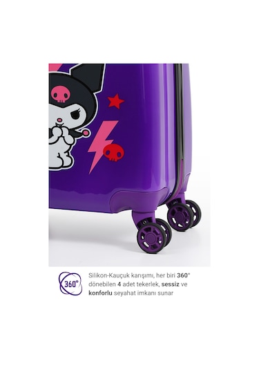 Gedox Kids Kuromi Lisanslı Mor Çocuk Valizi Darbeye Dayanıklı Mor