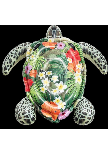 Kaplumbağa Figürlü Tırabzanlı Şişme Deniz Yatağı Çok Renkli