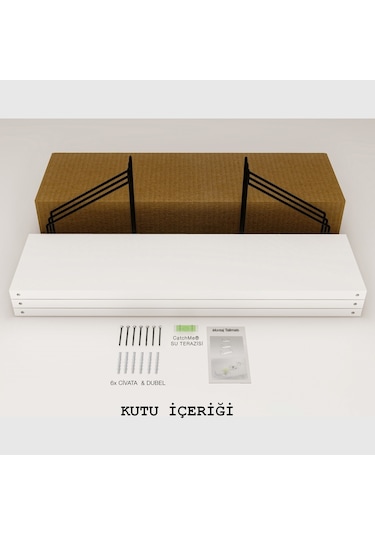 Roomiehome Duvar Rafı Kitaplık Mutfak Banyo Yaşam Alanı 3 Lü Set 15X55 Cm