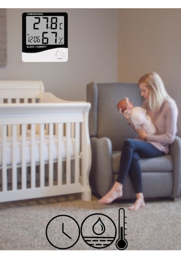 5 Adet Dijital Termometre Sıcaklık Ve Nem Ölçer Masa Saati Alarm