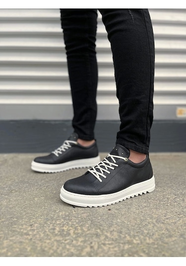 Tb152 Cool Bağcıklı Cilt Erkek Günlük Spor Klasik Ayakkabı Cbt - Siyah Siyah