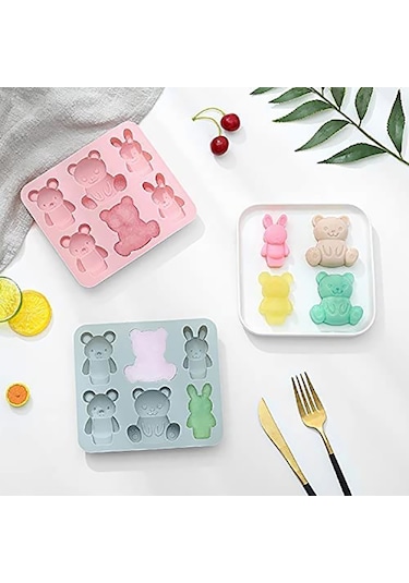 3 Boyutlu Mini Sevimli Ayı Şeklinde Silikoz Buz Kalıbı Çok Renkli