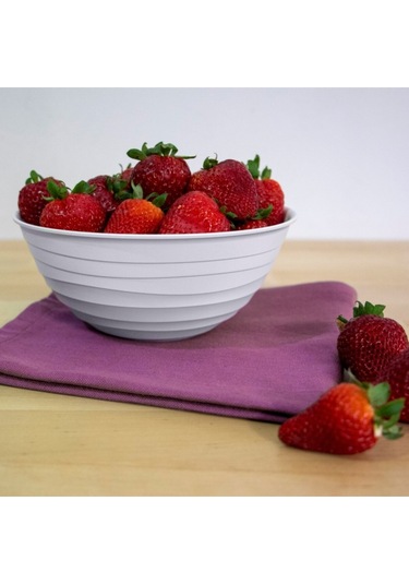 Ceronni Galaksi Desenli Kapaklı Kase 3lü Set 3lt 2lt 1lt Beyaz Beyaz