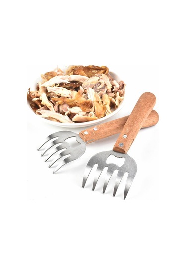 Kangvka Kırmızı 2'li Et Parçacıklı Bbq Çakısı - Ergonomik Ahşap Saplı, Isıya Dayanıklı Paslanmaz Çelik Et Kırıcı Aletleri Çok Renkli