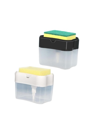 Homyl 2'si 1 Arada Sabun Pompası Dispenseri Sünger Tutucu Beyaz Beyaz