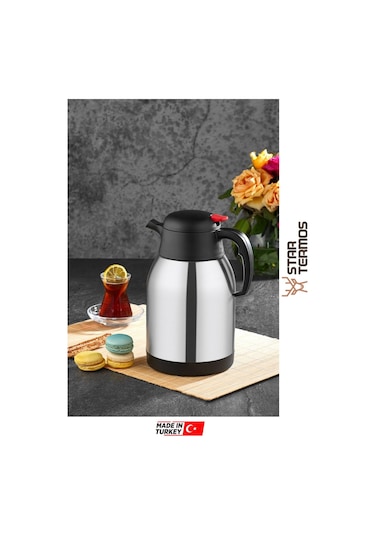 2 Litre Çift Kat Paslanmaz Çelik Termos Piknik Kamp Outdoor Ofis Otel Kafe Okul İnox