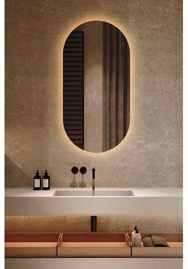 Fawdecor Led Işıklı Oval/kapsül Duvar Aynası 30 X 60 Gün Işığı