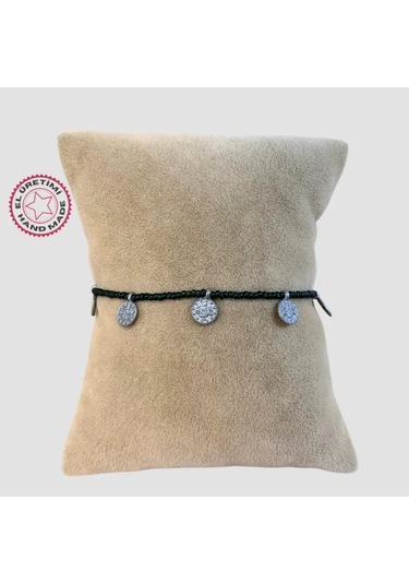 Uretti - Mehtap 4435 - El Yapımı Antik Boncuk Detaylı Halhal Siyah