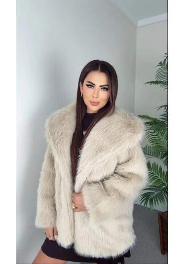 Önü Çıtçıtlı Loli Kürk Bej T4149 Bej