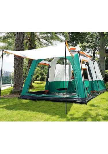 Efsane Kamp - Aile Boyu Büyük Kamp Çadırı 1 Oda + 1 Salon - 10 Kişilik Siyah