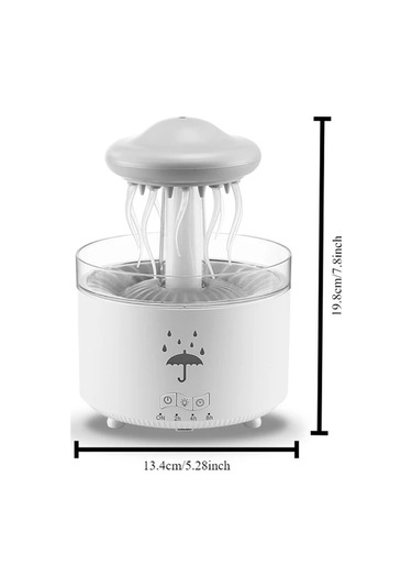 Motion003 Beyaz Denizanası Modeli Yağmur Damlası Aroma Difüzörü 7 Renkli Gece Işığı 3 Hızlı Zamanlayıcı Ev Ofis İçin